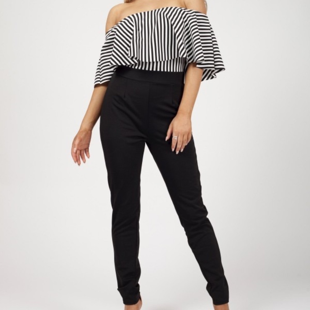Monochrome Striped Jumpsuit